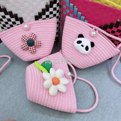 New Dumpling Bag Handmade Knitted Messenger Bag Straw Bag Shell Beach Bag Change Key Case Mobile Phone Bag