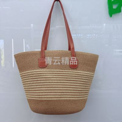 Summer Woven Bag Straw Bag Travel Bag Women's New Shoulder Tote Bag Large Capacity Seaside Beach Bag