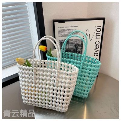 New Picnic Camping Hollow Woven Bag Portable Vegetable Basket Holiday Leisure Beach Bag Handbag Women's Bag