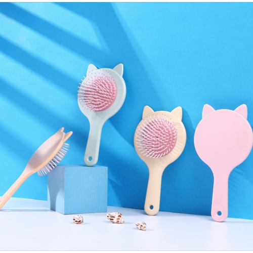 Tiktok Hot Sale Candy Color Cat Ear Shape Airbag Comb Cute Children Air Cushion Comb Plastic Massage Comb