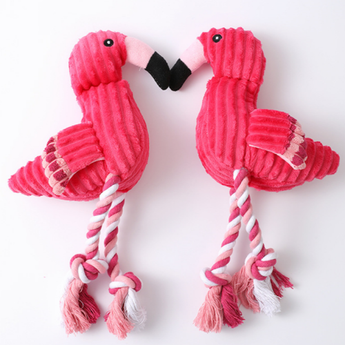 bends and hitches corduroy sound flamingo dog toy wholesale bite wear-resistant medium and large pet dog supplies