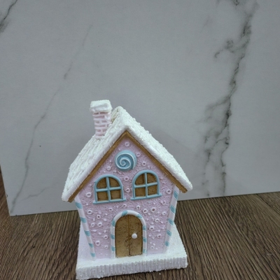 Sweet House Candy Color Small House Pink with Light Furnishings Ornaments Gift