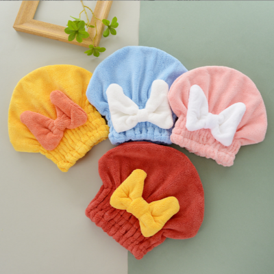Bow Hair Drying Hat Women's Absorbent Quick-Drying Shower Cap Cute Long Short Hair Shampoo Head Wiping Hair Drying Towel
