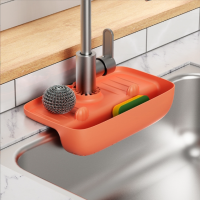 Faucet Splash-Proof Draining Rack Sink Set Water Cushion Non-Slip Table Pad Kitchen Rag Spong Mop Draining Storage Rack