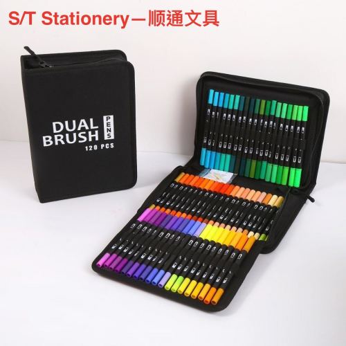 跨境亚马逊双头水彩笔套装儿童水彩画笔礼盒可水洗水性墨水勾线笔