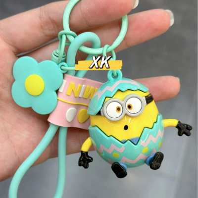 Genuine Minions Egg Series Cartoon Cute Girl Heart PVC Keychain Bag Lanyard