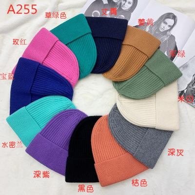 Winter Korean Style Trend Niche Personality Girls Knitted Hat Fashion Sleeve Cap Learn Light Board Candy Color Knitted Hat