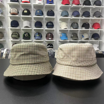 Hat Female Plaid Fisherman Hat Korean Style Sunlight Blocker for Summer Modeling Brim Double-Sided Wear Bucket Hat All-Matching Japanese Style