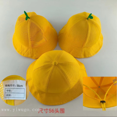 Spring and Summer Kindergarten Children Hat Pure Cotton Spring Outing for Primary and Secondary School Students Yellow Cap Sun Protection Sunshade Customizable Bucket Hat