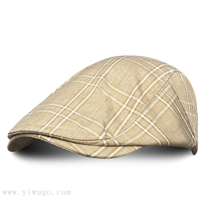 Simple Plaid Retro Spring/Summer Beret British Street Photography Painter Advance Hats Face-Showing Little Wild Peaked Cap