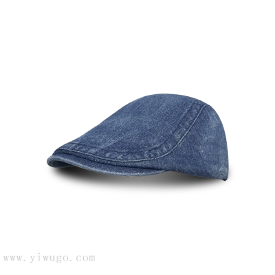 Japanese Denim Forward Hat Men's Fashion Brand Street Style Painter Hat British Style Artistic Retro Newsboy Hat