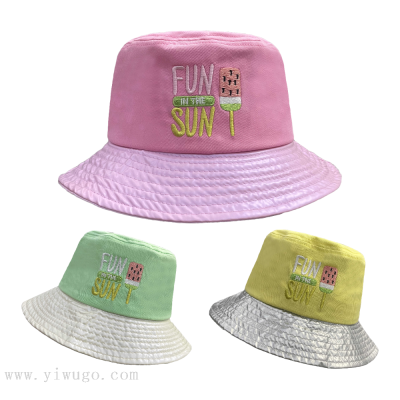 New Cream Color Cartoon Ice Cream Children's Bucket Hat Sun-Proof Casual Kids Bucket Hat Summer Thin Bay Hat