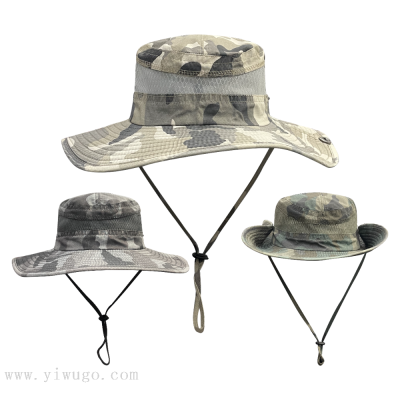 Camouflage Sun Hat New Summer Big Brim Net Bucket Hat Outdoor Mountaineering Fishing Cycling Casual Sun-Proof Hat