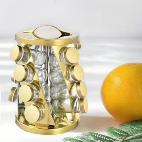 跨境厨房旋转调味瓶架多功能香料置物架20孔不锈钢厨房收纳架批发