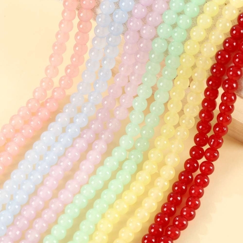 6_8 10mm新中式玻璃琉璃润珠手工diy串珠手链项链手机链饰品材料