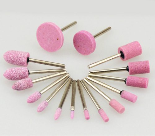 3mm柄火石仔红刚玉砂轮磨头打磨头金属磨具抛光小磨头电磨头套装