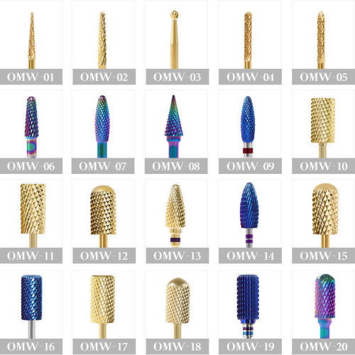 美甲日式打磨头真空镀彩合金钨钢打磨头抛光卸甲合集