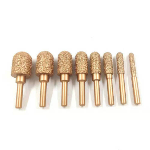 金色钎焊金刚石磨头电磨6mm圆柱形合金铸铁钎焊磨棒大理石打磨棒