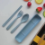 Wheat Straw Tableware Plastic Spoon Fork Chopsticks Three-Piece Portable Children's Tableware Set