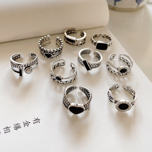 zhiyun 925 silver ring does not fade niche open retro ins european and american index finger love sterling silver ornament wholesale female