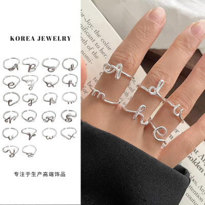 Zhiyun 925 Silver Ring Personality Ins Cold Style Hand Jewelry Female Popular Open Letters Ring Non-Fading Wholesale