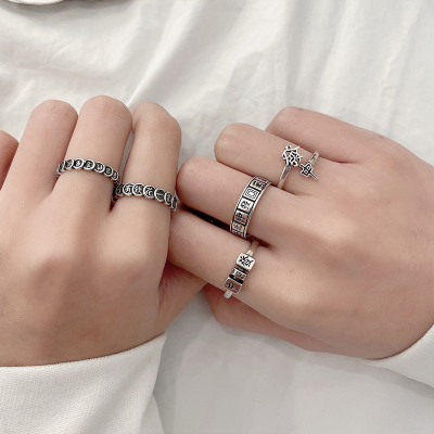 Zhiyun Silver Ring Non-Fading Special-Interest Design Ins Style Open Ring Qian Duo 925 Mahjong Ring Female Wholesale