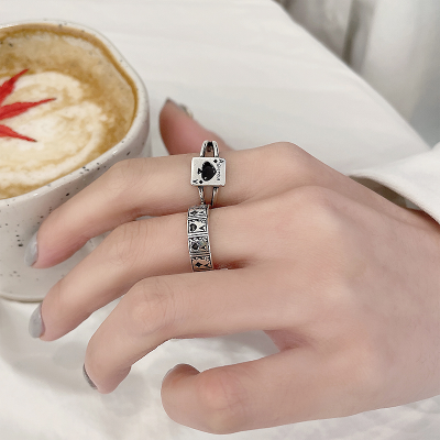 Zhiyun Poker Ring Female Design Sense Personalized Bracelet Trendy Ins Style 925 Silver Ring Non-Fading Niche Wholesale