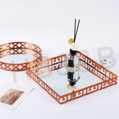 European-Style Cosmetic Mirror Storage Rack Tray Jewelry Display Creative Metal Household Fruit Decorative Storage Tray