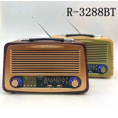 RAISENG R-3288BT Retro Vintage Wooden Color Radio Ac Dc Radio Am Fm 3 Band Classic Radio