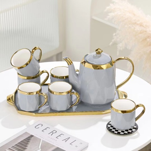 北欧现代轻奢精致金边水具套装家用客厅咖啡杯下午茶具陶瓷杯礼盒