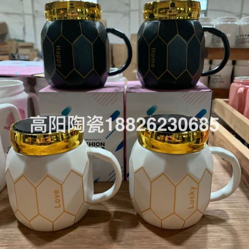 创意陶瓷镜面杯陶瓷保温水杯马克杯开业赠送礼品卡通杯子加印logo