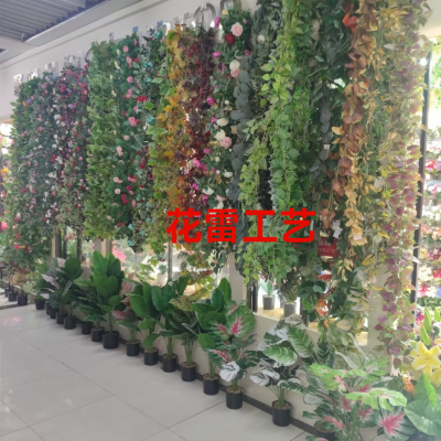 Plastic Artificial Flower Potted Bonsai Artificial Flowers Soft Hanging Home Decoration New Plastic Fake Flower Rattan Artificial Plant