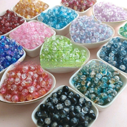 8mm10mm colorful Glass Popcorn Crystal Snowflake Ice Crack Loose Beads DIY Handmade Jewelry Bracelet Necklace Beaded Accessories