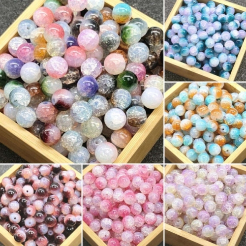 high quality 8/10mm protein jade broken water dyed glass beads diy handmade glass paint beads round beads beaded material