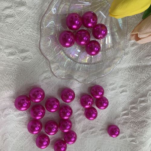 bright abs imitation pearl rose red perforated pearl ornament material clothing accessories pearl ornament
