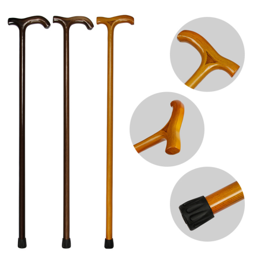 High-end elderly crutch wooden whole material one-piece cane