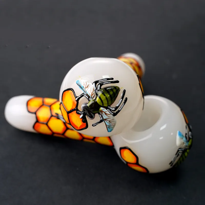 Hippies glass，,Polymer Clay Hand Pipes,Hand Painted Hand Pipes,Glass Smoking Accessaries，glass dab rigs