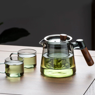 Glass tea set,High boron silicon tea set，Classical style teapot，Transparent glass drinking kettle，High temperature resistant glass teapot