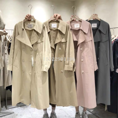 Korean Style Foreign Trade Tail Goods Women's Windbreaker Coat Large Size Women's Mid-Length Trench Coat Clearance