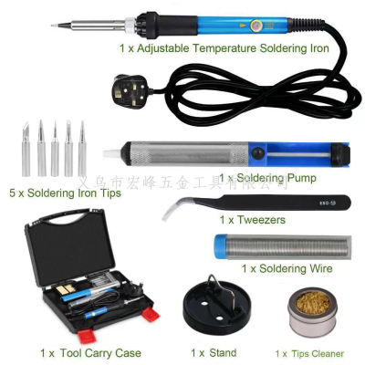 60W Electric Soldering Iron Suit Thermostat Soldering Iron Welding Luotie 12-Piece Toolbox