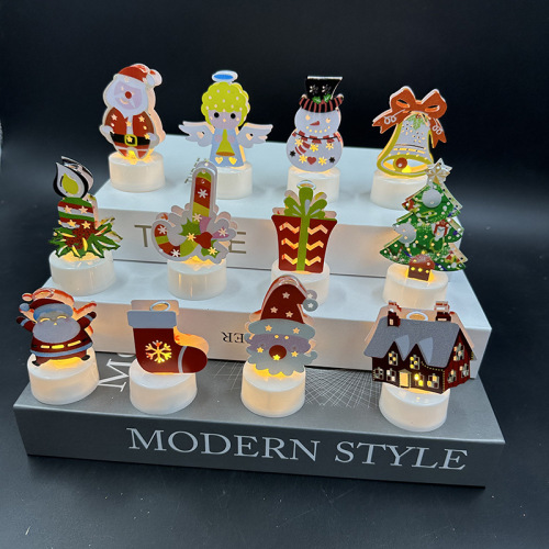 christmas painted electronic candle led simulation wrought iron candle light decoration storm lantern candle night lamp candl