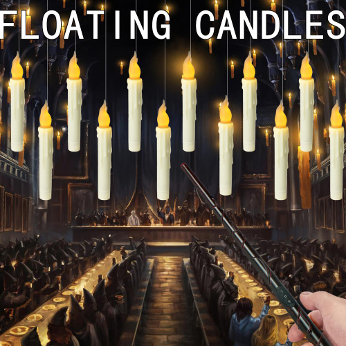 cross-border hot sale suspension candle halloween decoration harry potter floating luminous magical wand remote control led candle