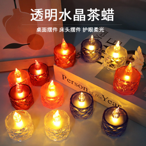 popular transparent crystal candle led luminous electronic candle christmas creative holiday atmosphere decoration factory supply