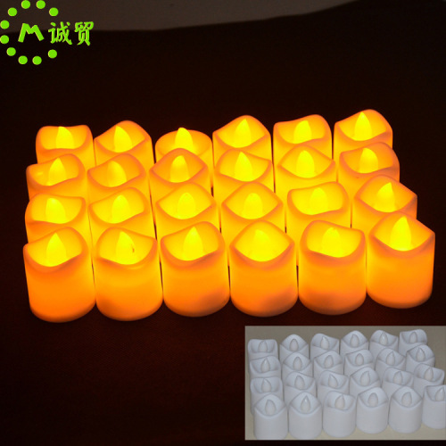 factory wholesale irregular wave mouth led electronic candle light wedding celebration decoration white shell yellow light electronic candle