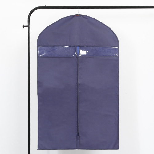 厂家批发无纺布西装袋防尘罩包装袋半透明服装拉链西装套印logo