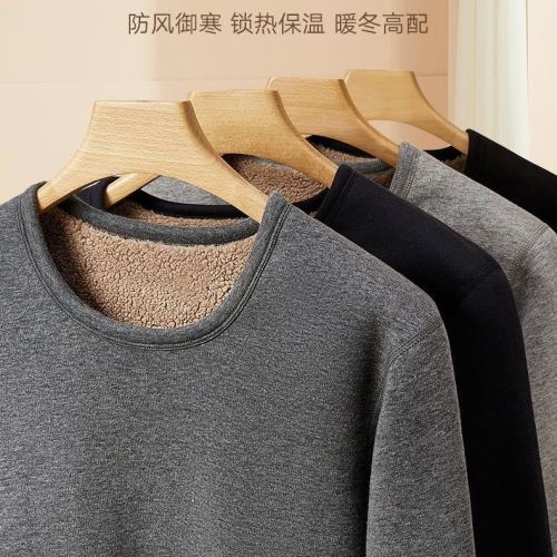 super thick thermal underwear stall men‘s fleece padded factory direct middle-aged and elderly bottoming autumn clothes long johns suit