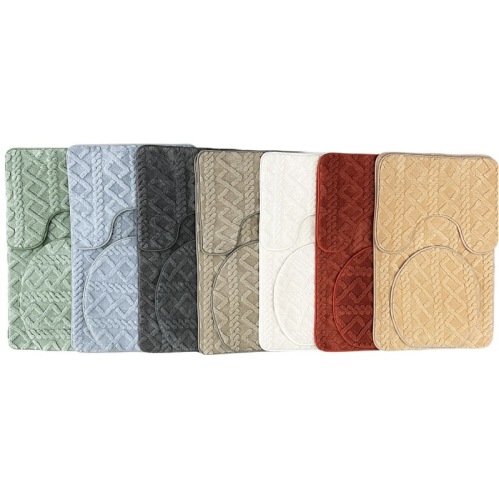 跨境舒棉绒卫生间三件套防滑吸水浴室地毯马桶加厚脚感舒适地垫