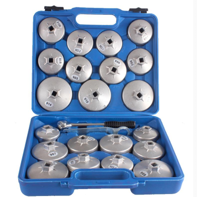 23-Piece Cap-Type Oil Filter Set Car Bowl-Type Machine Filter Element Wrench Tool Aluminum Alloy Green Filter Stripping Attachment
