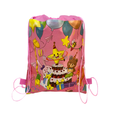 2023 New Birthday Party  Draw String Bag Bundle pocket Chilridren's Non-Woven budle pocket Festival Cartoon Drawstng Bag Party Cake