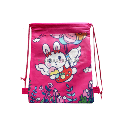 2023 New Easter Bunny bundle pocket Children's Non-Woven Drawstring backpack Festival Cute Rabbit Cartoon Drawstring Bag